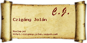Czigány Jolán névjegykártya