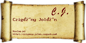 Czigány Jolán névjegykártya